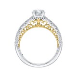 Shah Luxury Round Diamond Engagement Ring In 14K Two-Tone Gold (Semi-Mount) photo 4