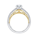 Shah Luxury Round Diamond Engagement Ring In 14K Two-Tone Gold (Semi-Mount) photo 4