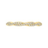Shah Luxury 14K Yellow Gold Round Eternity Diamond Wedding Band with Criss-Cross Crossover Shank photo