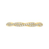 Shah Luxury 14K Yellow Gold Round Eternity Diamond Wedding Band with Criss-Cross Crossover Shank photo