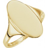 14K Yellow 16.4x8.5 mm Oval Signet Ring photo