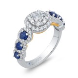 Shah Luxury 14K Two-Tone Gold Round Diamond Engagement Ring with Sapphire (Semi-Mount) photo 2