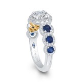Shah Luxury 14K Two-Tone Gold Round Diamond Engagement Ring with Sapphire (Semi-Mount) photo 3
