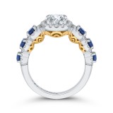 Shah Luxury 14K Two-Tone Gold Round Diamond Engagement Ring with Sapphire (Semi-Mount) photo 4