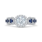 Shah Luxury 14K Two-Tone Gold Round Diamond Engagement Ring with Sapphire (Semi-Mount) photo