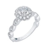 Shah Luxury 14K White Gold Round Diamond Halo Engagement Ring (Semi-Mount) photo 2