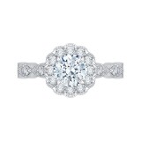Shah Luxury 14K White Gold Round Diamond Halo Engagement Ring (Semi-Mount) photo