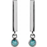 14K White Aquamarine Bar Earrings photo 2