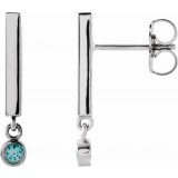 14K White Aquamarine Bar Earrings photo