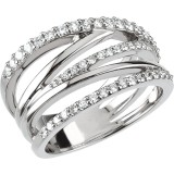 14K White 1/2 CTW Diamond Criss Cross Ring photo