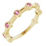 14K Yellow Pink Tourmaline Bezel-Set Bar Ring photo