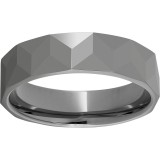 Rugged Tungsten  6mm Band with Angled Facets and Polished Finish photo