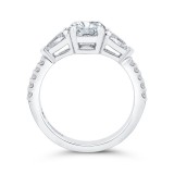 Shah Luxury 14K White Gold Three Stone Plus Round Diamond Engagement Ring (Semi-Mount) photo 4