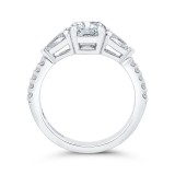 Shah Luxury 14K White Gold Three Stone Plus Round Diamond Engagement Ring (Semi-Mount) photo 4