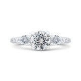 Shah Luxury 14K White Gold Three Stone Plus Round Diamond Engagement Ring (Semi-Mount) photo