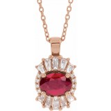 14K Rose Ruby & 1/3 CTW Diamond 16-18 Necklace photo