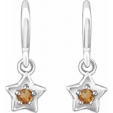 14K White 3 mm Round November Youth Star Birthstone Earrings photo 2