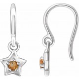 14K White 3 mm Round November Youth Star Birthstone Earrings photo