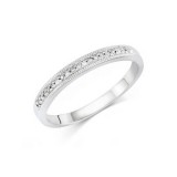 14K White Gold 0.10ct Milgrain Diamond Women's Wedding Band photo