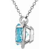14K White 8 mm Round Sky Blue Topaz & .05 CTW Diamond 16 Necklace photo 2