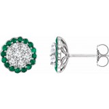 14K White Emerald & 5/8 CTW Diamond Earrings photo