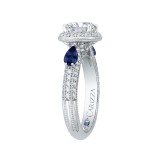 Shah Luxury 14K White Gold Cushion Cut Diamond Halo Engagement Ring with Sapphire (Semi-Mount) photo 3