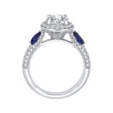 Shah Luxury 14K White Gold Oval Diamond Halo Engagement Ring with Sapphire (Semi-Mount) photo 4