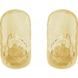 14K Yellow 15.2x7.9 mm Hammered J-Hoop Earrings photo 2
