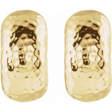 14K Yellow 15.2x7.9 mm Hammered J-Hoop Earrings photo 4
