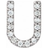 14K White .06 CTW Diamond Single Initial U Earring photo