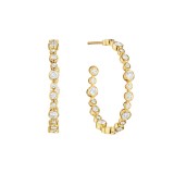 Henri Daussi 18k Yellow Gold Diamond Hoop Earrings photo