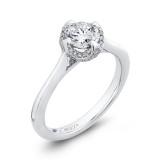 Shah Luxury 14K White Gold Round Diamond Classic Engagement Ring (Semi-Mount) photo 2