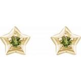14K Yellow 3 mm Round August Youth Star Birthstone Earrings photo 2