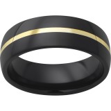 Black Diamond Ceramic Domed Band with 1mm 18K Yellow Gold Inlay photo