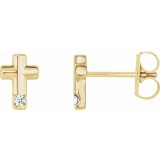 14K Yellow .03 CTW Diamond Cross Earrings photo