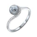 Gems One Silver Cubic Zirconia & Pearl (1 Ctw) Ring photo
