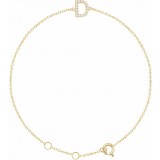 14K Yellow .06 CTW Diamond Initial D 6-7 Bracelet photo