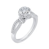 Shah Luxury Round Diamond Engagement Ring with Split Shank In 14K White Gold (Semi-Mount) photo 2