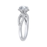 Shah Luxury Round Diamond Engagement Ring with Split Shank In 14K White Gold (Semi-Mount) photo 3