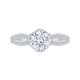 Shah Luxury Round Diamond Engagement Ring with Split Shank In 14K White Gold (Semi-Mount) photo
