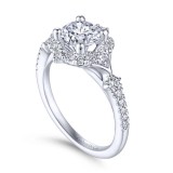 Gabriel & Co. 14k White Gold Art Deco Halo Engagement Ring photo 3