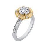 Shah Luxury 14K Two-Tone Gold Round Diamond Cathedral Style Engagement Ring (Semi-Mount) photo 2