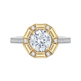 Shah Luxury 14K Two-Tone Gold Round Diamond Cathedral Style Engagement Ring (Semi-Mount) photo