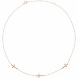 14K Rose 3-Station Cross Adjustable 16-18u201d  Necklace photo