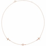 14K Rose 3-Station Cross Adjustable 16-18u201d  Necklace photo