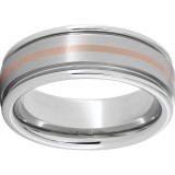 Serinium Rounded Edge Band with a 1mm 14K Rose Gold Inlay and Satin Finish photo