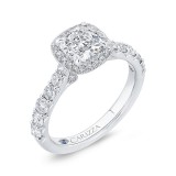 Shah Luxury 14K White Gold Cushion Diamond Halo Engagement Ring (Semi-Mount) photo 2