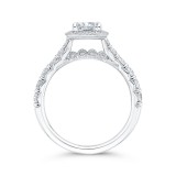 Shah Luxury 14K White Gold Cushion Diamond Halo Engagement Ring (Semi-Mount) photo 4