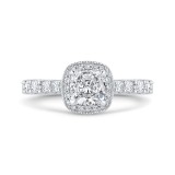Shah Luxury 14K White Gold Cushion Diamond Halo Engagement Ring (Semi-Mount) photo
