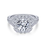 Gabriel & Co. 14k White Gold Contemporary Halo Engagement Ring photo